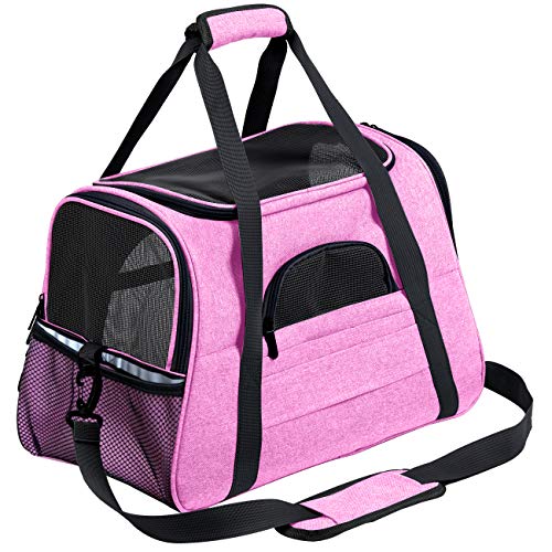 Prodigen Pet Carrier Airline Approved Pet Carrier Dog Carriers for Small Dogs, Cat Carriers for Medium Cat Small Cat, Small Pet Carrier Small Dog Carrier Airline Approved Cat Travel Carrier-Pink,L
