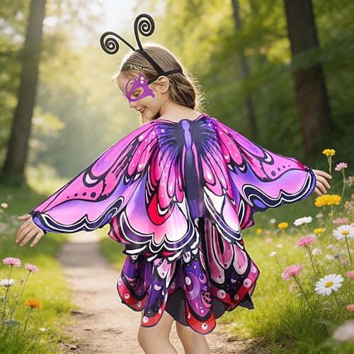 Disfraz de hada de mariposa con alas máscara y diadema para cosplay 2