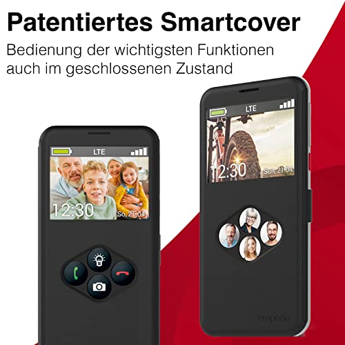 emporiaSMART.5 | Seniorenhandy 4G VoLTE | Senioren Smartphone ohne Vertrag | Mobiltelefon mit Notruftaste | 5,5-Zoll-Display | Android 10 | 13 MP Kamera | Schwarz