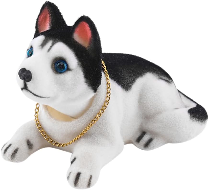 Shaking Head Dog, Husky Bobble Head Car Dashboard Decoration Cute Car Ornament Shaking Head Dog Dolls for Car Interior Decoration