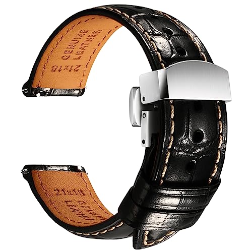 REZERO Leather Watch Bands for Men, Quick Release Watch Straps, Luxury Italian Alligator Grain Embossed Band Replacements 19mm 20mm 21mm 22mm