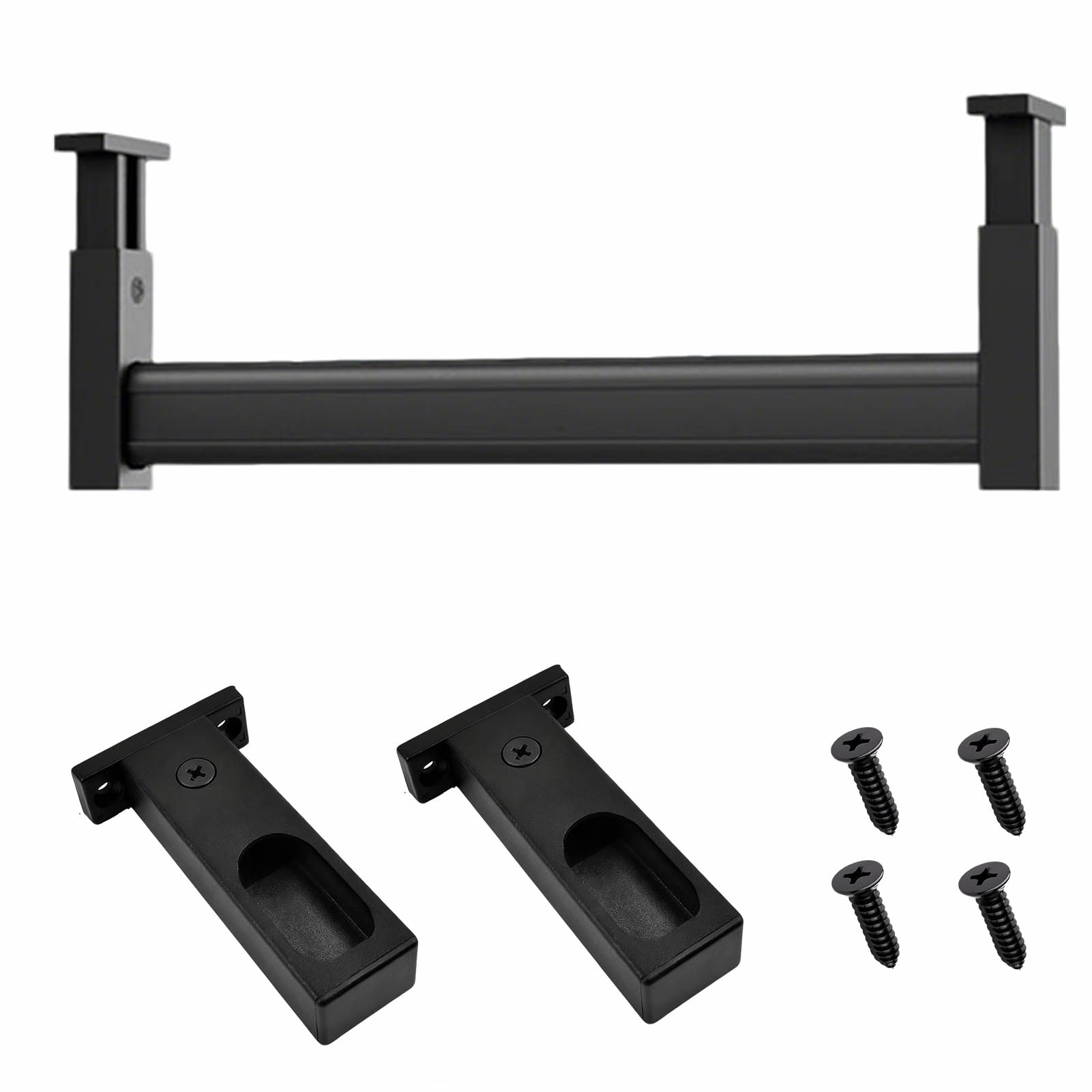 Wardrobe Rail, Closet Rod Wardrobe Rail 12-35 inches Black Silver(Black,35in/88.9cm)