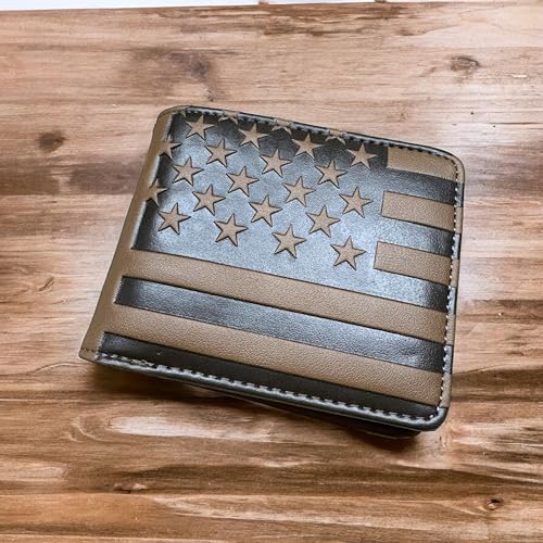 Men’s PU Leather Wallet – Embossed USA Flag Rodeo Bifold or Compact Size – Patriotic American Checkbook or Front Pocket Wallet for Cowboys & Veterans2