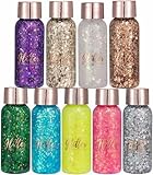 My Colors Body Glitter Holographic Glitter Liquid for Festival Make Up,Face Glitters Sequins Chunky for Hair and Eyeshadow Long-Lasting No Glue Needed and Easy to Remove 01 - Silver Body Glitters