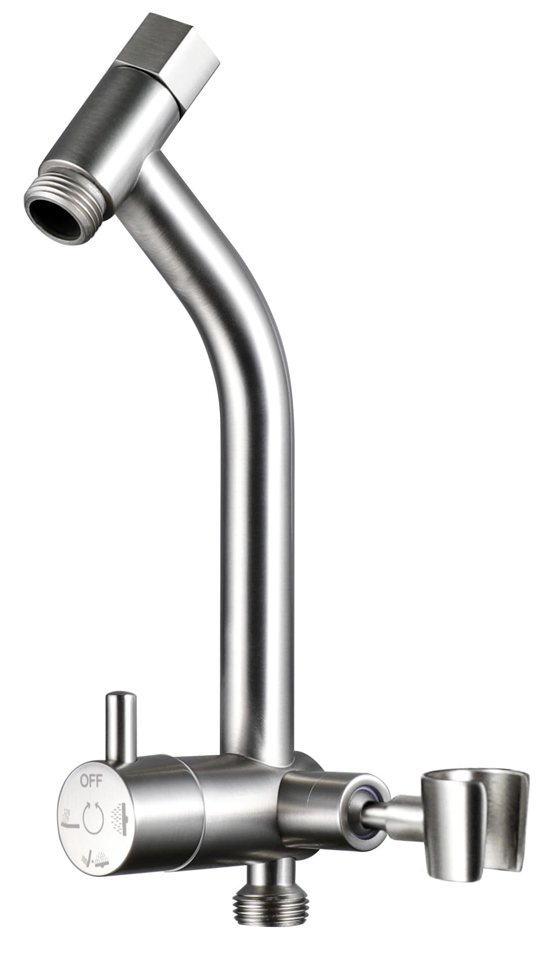 G-Promise Metal Shower Diverter with Low Handheld Holder, 3-Way Diverter Valve with Pause Mode for Handheld and Fixed Shower Head ?4-Settings Universal Shower System Replacement Part(Brushed Nickel)