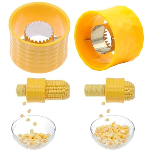 2 herramientas de pelado de maíz, la forma más fácil de quitar granos de maíz fresco, herramienta de pelado multifunción de acero inoxidable para el hogar Cover