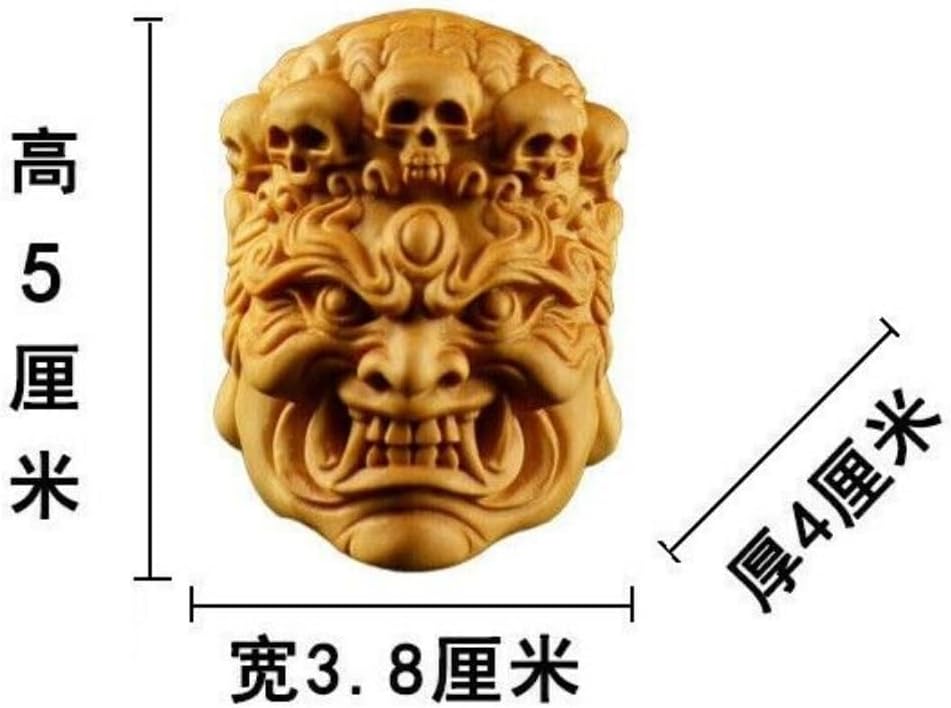 2inch Boxwood Carving Gothic Devil Mask Pendant Decoration