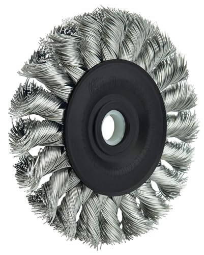 Image of Weiler 08264 3 inch Standard Twist Knot Wire Wheel, .014 inch Stainless Steel Fill, 1 /2 inch-3 /8 inch Arbor Hole, Made in The USA (Pack of 10)