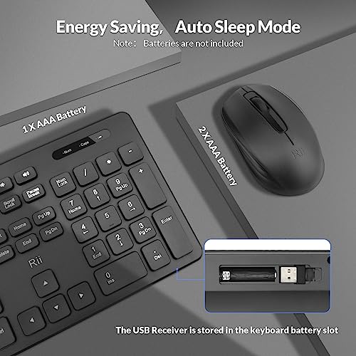 Rii Wireless keyboard and Mouse Set, RK200 Standard Full Size Wireless Keyboard and Mouse 104 Keys for Work Office Home UK Layout(AAA Batteries not Include) - Image 8