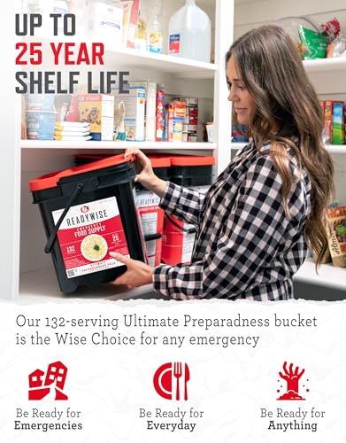 image for ReadyWise Emergency Food Supply - 132 Servings, Survival Bucket, Dehyd