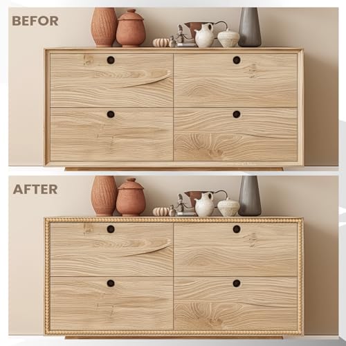 Leinuosen Flexible Molding Trim Peel and Stick for Walls Decorative Bead Pearl DIY Wall Trim for Bathroom Mirror Frame Border Backsplash Ceiling Cabinet TV Wall Edge(Wood,10ft /15 mm) - Image 5