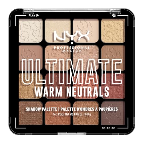 NYX Professional Makeup Ultimate Shadow Palette, 16 Vibrant True-To-Pan Eyeshadow Shades, Metallics, Shimmers, Colours and Nudes in Pressed Pigments, Vegan Formula, Warm Neutrals, 0.8 g NYX Professional Makeup Ultimate Shadow Palette, 16 Vibrant True-To-Pan Eyeshadow Shades, Metallics, Shimmers, Colours and Nudes in Pressed Pigments, Vegan Formula, Warm Neutrals, 0.8 g