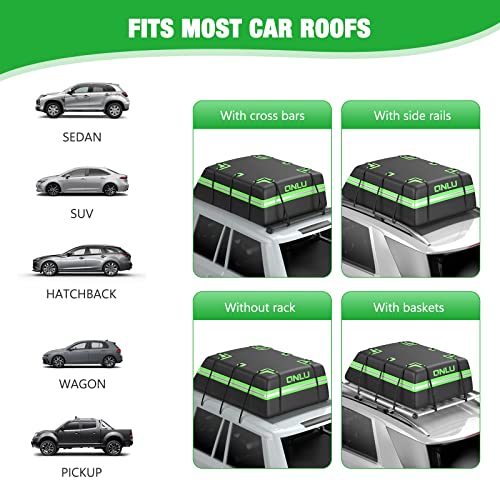 Rooftop Cargo Carrier Bag 20 Cubic Feet Soft-Shell Waterproof Car Roof Luggage Bag Rooftop Cargo Bag With Anti-Slip Mat + 8Reinforced Straps + 4Door Hooks Suitable For All Vehicle With/Without Racks #TOP2
