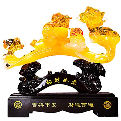 Statue Feng Shui Ruyi Jaune : objet de décoration chinoise pour la prospérité de la maison