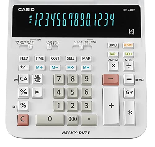 Amazon | CASIO DR-240R-WE プリンター電卓 加算機方式 14桁