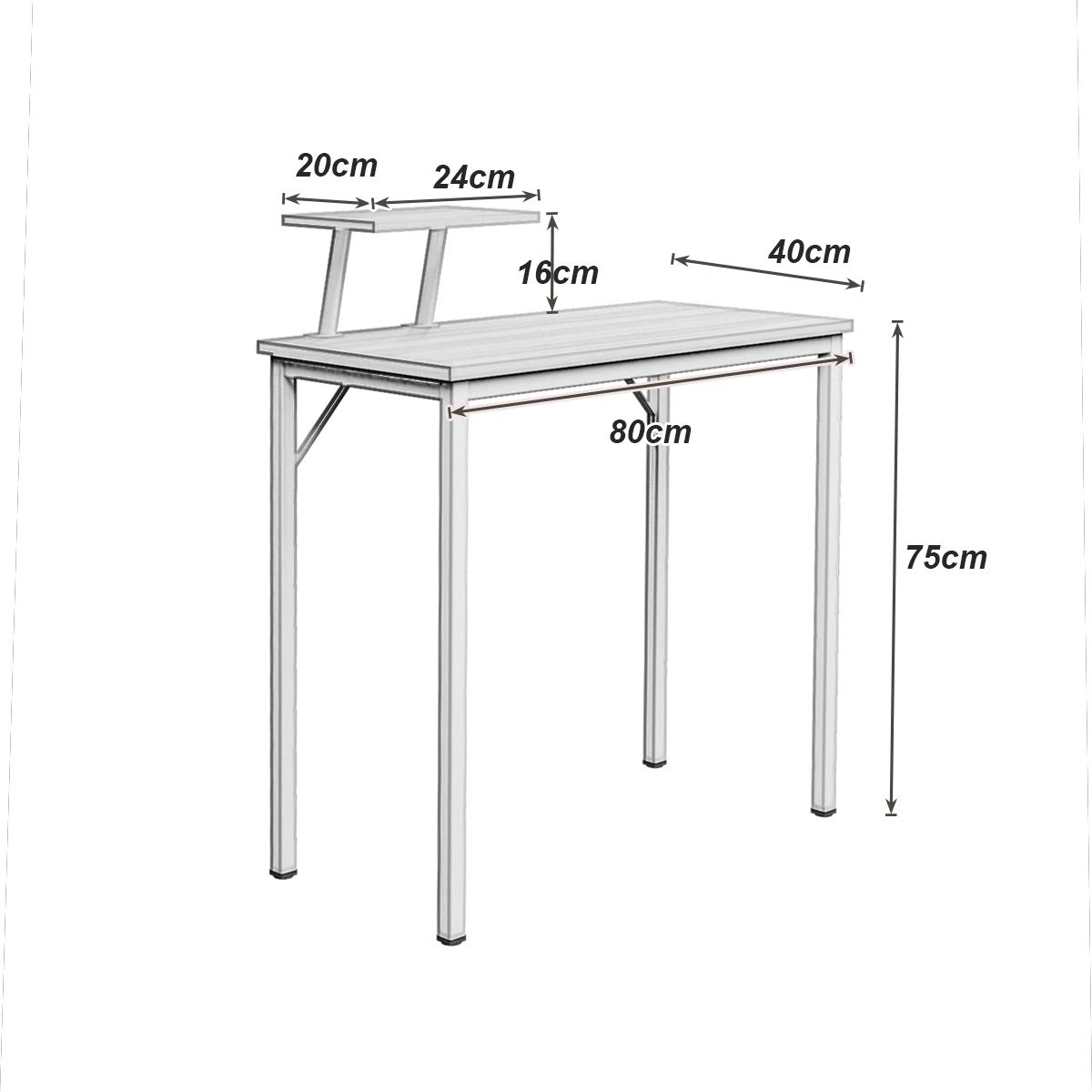 soges Scrivania 80 cm Computer di Legno Tavolo Ufficio Studio a Casa Tavolo per Scrivere Stazione di Lavoro Quercia