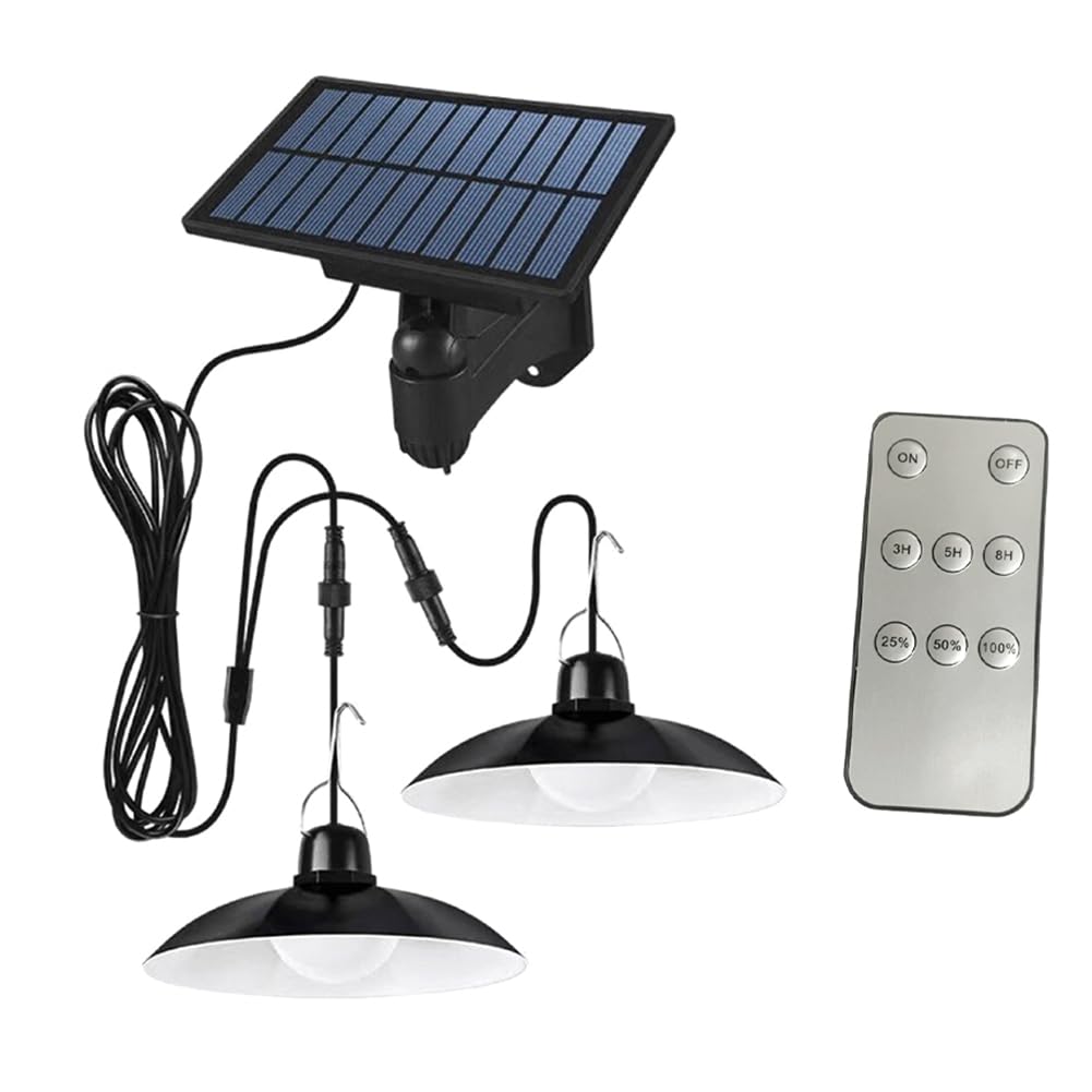 IJSDNVJNDX for Outdoor Solar Pendant LED Lamp for Outdoor Waterproof Double-Head for Outdoor Porch Shed Barn Room Decorations
