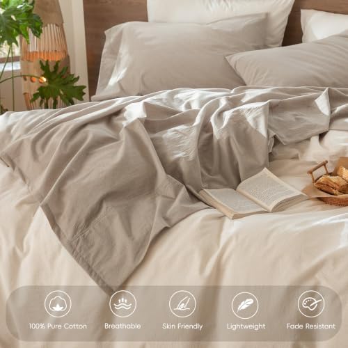 Image of MooMee Sheet Set 100% Washed Cotton Linen-Like Extra Deep Pocket King
