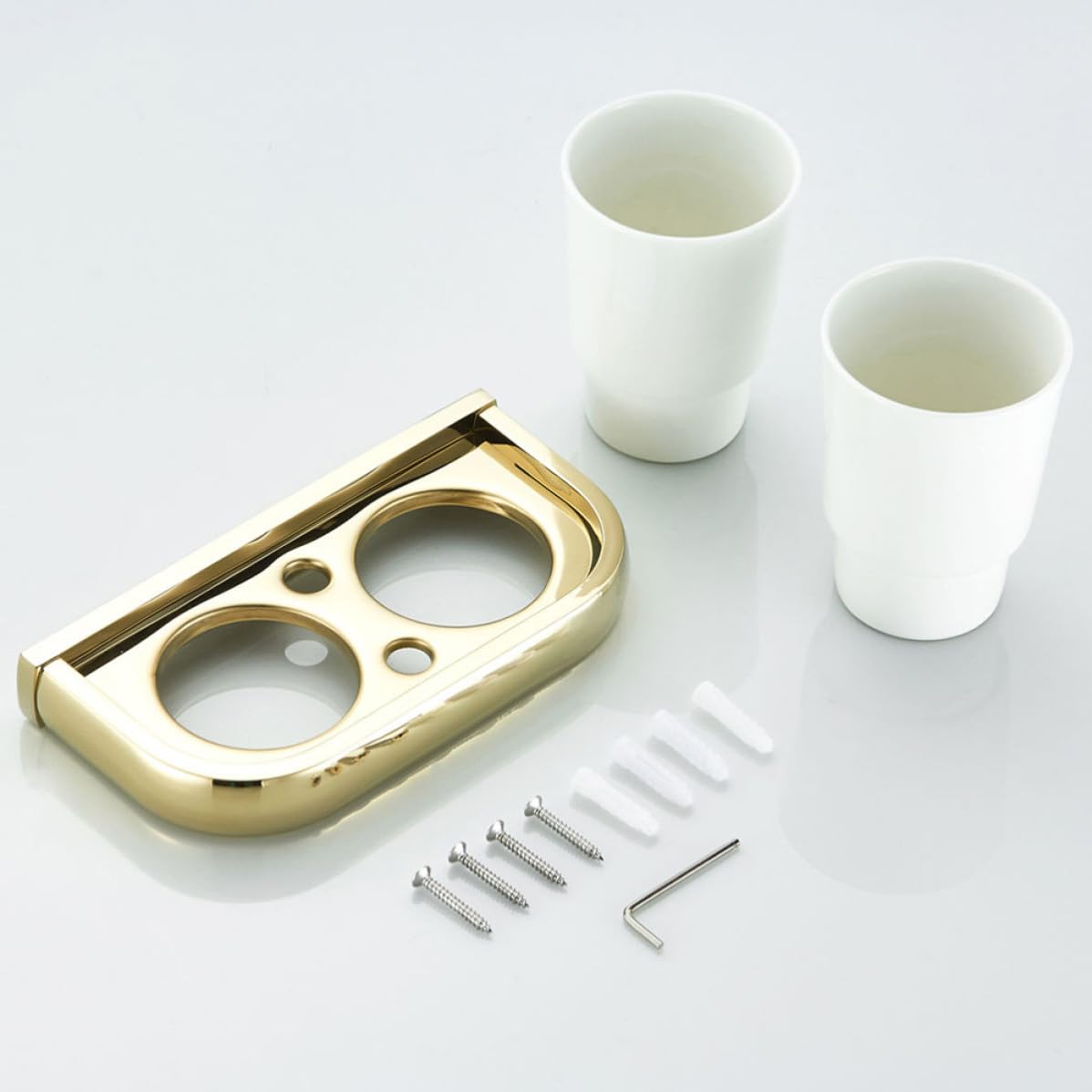 Porte-Brosse à Dents 19,5x10 CM Double Ouverture Mural en Laiton Doré