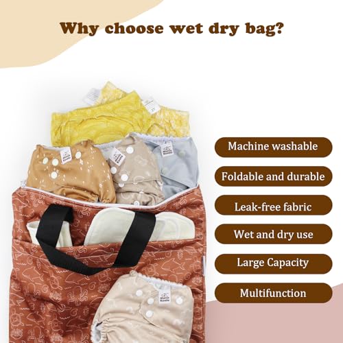 Image of Mama Koala Diaper Pods, Portable Washable Reusable Baby Cloth Diapers Bags, 2pcs Medium Size for Travel Beach Laundry Pool Gym Yoga (W008L)