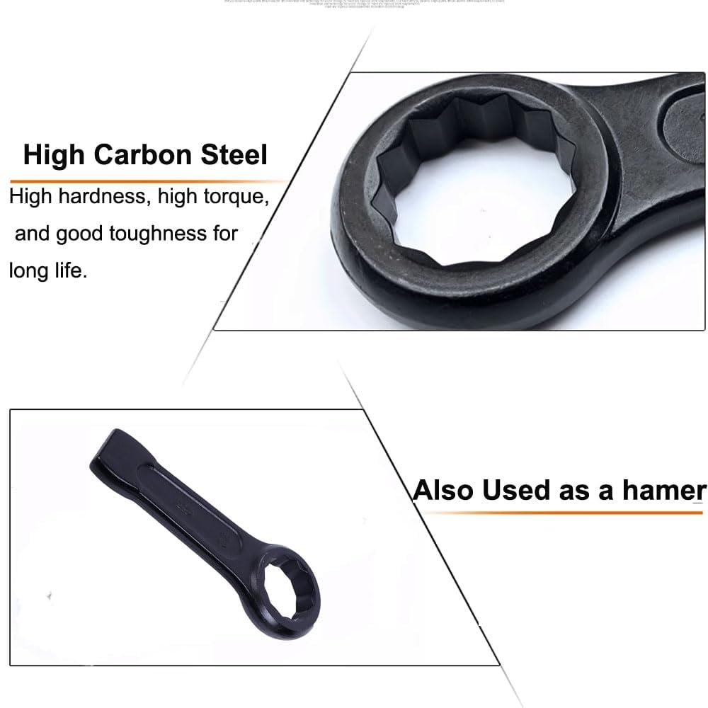 TOCHUN Metric 36mm Slogging Ring Box End Striking Wrenches, High Tensile Steel Single Head Spanner Hand Tool - Image 3