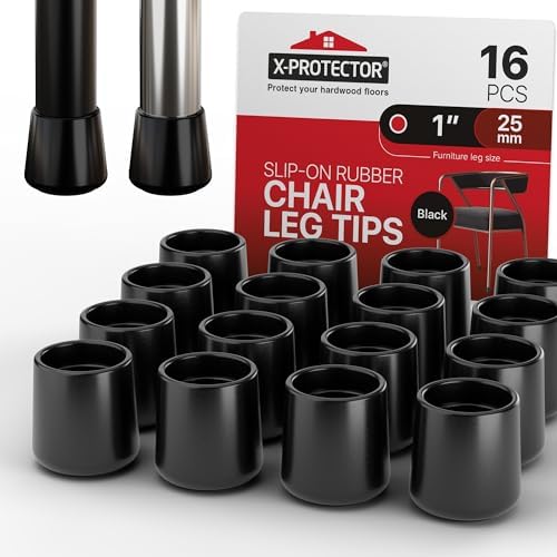 XProtector Rubber Chair Leg Caps 16 PCS 25mm Rubber Feet for