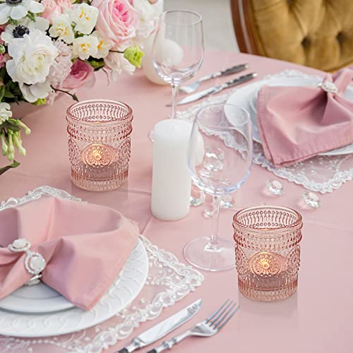 Wdhodec Pink Candle Holders, Glass Votive Candle Holder, Tea Lights Holder For Valentine's Day Wedding Table Birthday Party Decoration, Set Of 24 #TOP1