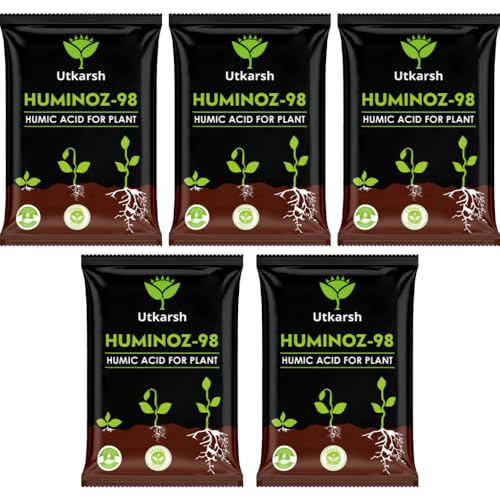 Utkarsh Huminoz-98 Humic Acid (98%) for Plants | Fertilizer for Potted Plants, Home Garden, Growth Enhancer, Soil Conditioner, Improves Root System | 