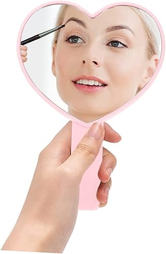 Miniatura 9 de LALAFINA Espejo de peluquería de 2 piezas, espejo de maquillaje, espejo de tocador de corazón, espejo de aumento para niños, espejo de mano de