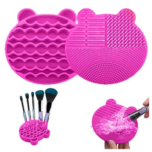 Limpieza Cosmético Cepillo Limpieza de Silicona, Limpiador de brochas de maquillaje de silicona 2 en 1 bandeja de secador para Maquillaje Cepillos y Maquillaje (Red)