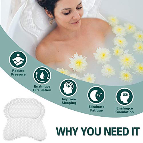 image for SKYFUN Bathtub Pillow, Luxury Spa Bath Pillows for Tub Neck and Back S