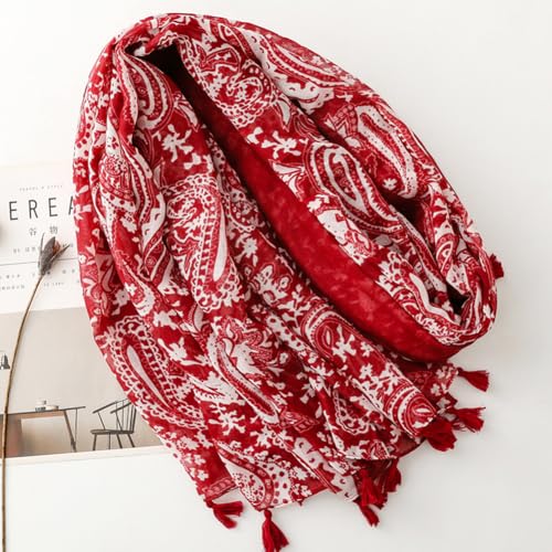 Beslen Scarf for Women Lightweight Fashion Printed Cotton Scarves Boho Fringed Shawl Wraps2