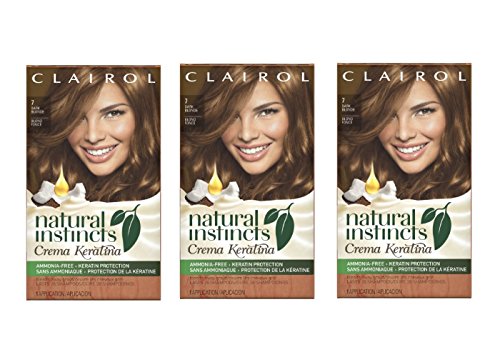 Clairol Natural Instincts Crema Keratina Hair Color Kit, Dark Blonde 7 Maple Crème, 1 Count (Pack of 3)