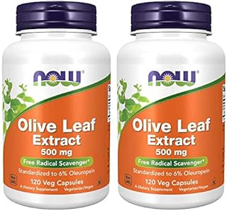 Now Foods Olive Leaf Extract 500mg Standardized to 6% Oleuropein, 120 Vcaps (2 Pack)
