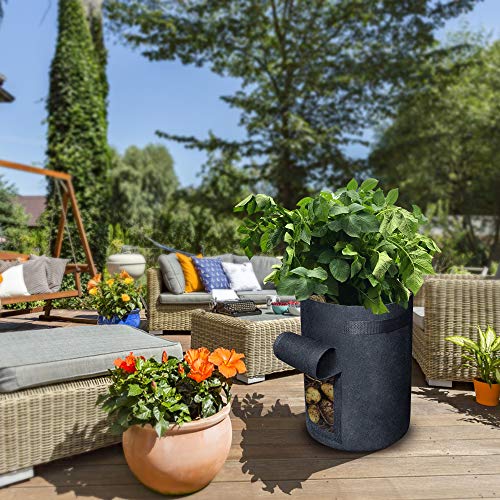 Gardzen 6 Pack Bpa-Free 10 Gallon Vegetable Grow Bags With Access Flap And Handles, Suitable For Planting Potato, Taro, Beets, Carrots, Onions, Peanut #TOP1