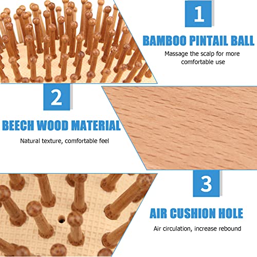 Bamboo Hair Brush, Ancable Travel Portable Wooden Bamboo Bristle Scalp Massager, Anti-Static Air Cushion Brush Comb, Mini Hairbrush For Men Women Kids Thick Thin Curly Straight Wet Dry Hair Restore Shine #TOP1