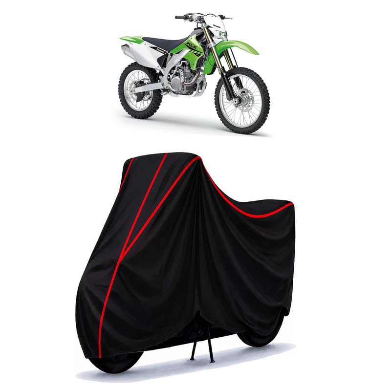 Image of KLX450R Water Resistant Bike Cover for All Motorcycles & Scooters | Heavy Duty Premium Taffeta Fabric | UV Protection, Dustproof, Scratchproof | All Weather Two Wheeler Body Cover with Elastic Bottom