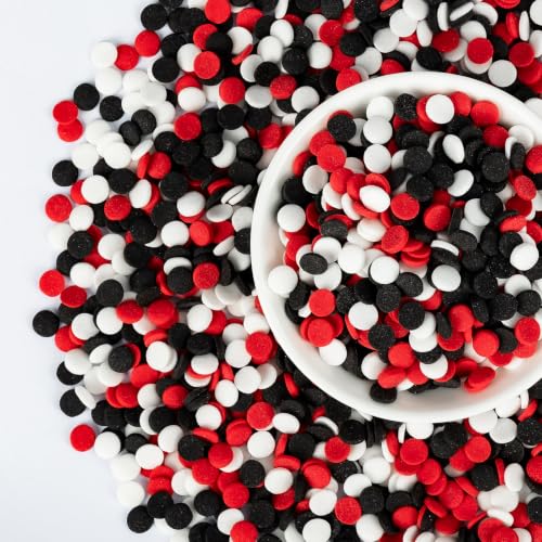 Image of Edible Round Confetti Sprinkles,Red Black White Circle for Cake Decorating | Sprinkl for Cupcake Cookie Ice Cream,Birthday Cartoon Party,Kids Carnival Baby Shower Decorations,Holiday Baking Supplies