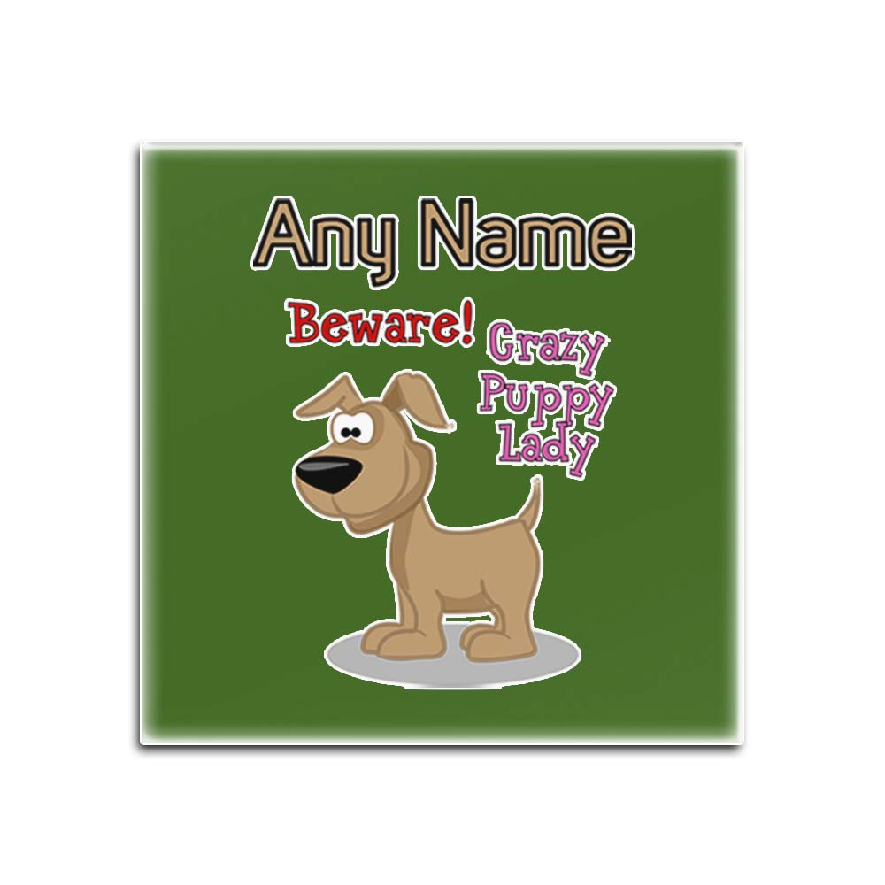 Dessous-de-verre anti-tache en verre carré blanc Crazy Puppy Lady protège-table lot de 4