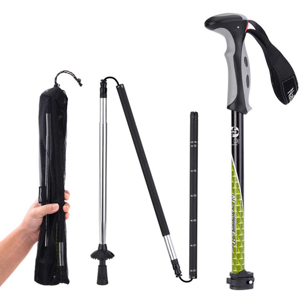GSP Bastoncini da Passeggio Bastone da Passeggio in Canna da Trekking Pieghevole Bastone da Trekking in Canna da Trekking Regolabile all'aperto Asta in Acciaio al Carbonio a 4 sezioni per palo
