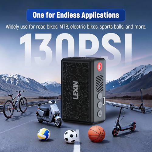Image of LEXIN P2 Mini Electric Bike Pump, 130 PSI Portable Bicycle Air Pump