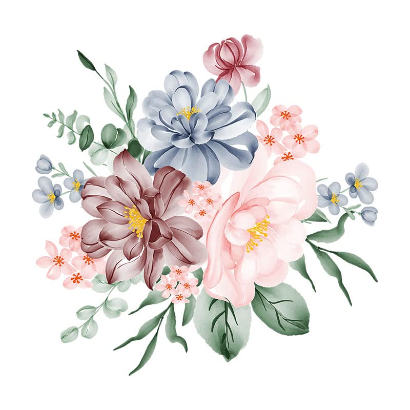 Sticker fleurs aquarelles 20cm décalcomanie amovible et repositionnable sans trace