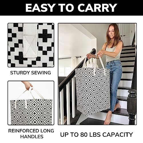 Cherrynow Clothes Laundry Basket 75L 2 Pack, Decorative Large Laundry Hamper Freestanding Dirty Clothes Hamper With Long Handles Collapsible Tall Laundry Basket For Bedroom, Bathroom, Dorm #TOP5