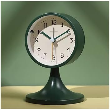 Alarm Clock Silent Non-Ringing Small Clock with Arabic Numerals, Desktop Alarm Clock with NightlightGreen