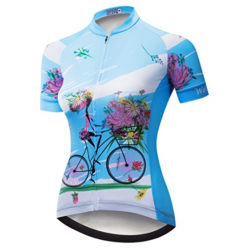 Weimostar Maillot de ciclismo para mujer, camiseta de manga corta, ropa de ciclismo de carreras MTB, top de verano, Mujer, 18, M = Brust 82-86 cm
