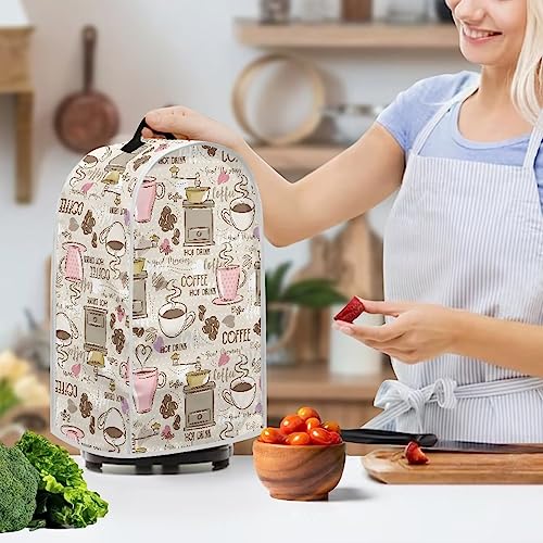 Image of Talayituse Coffee Print Blender Dust Cover with Handle, Stand Mixer or Coffee Maker Appliance Cover Anti Fingerprint Dust Proof Stain Resistant Blender Cover for Home Kitchen