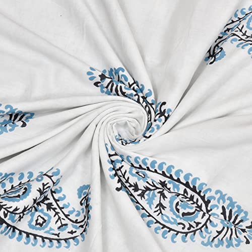 Image of BLOCKS OF INDIA 100% Cotton Dohar King Size Reversible Hand Block Printed Malmal Summer Dohar /Blanket (Grey JAAL)