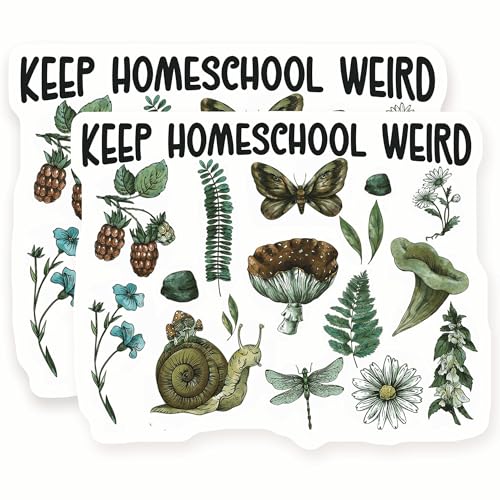 Pegatinas Keep Homeschool Weird de caracol hongo de 5 pulgadas en pack de 2 2