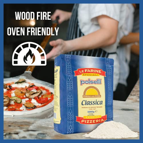 Classica, Tipo "00" Double Zero Flour Extra Fine, Neapolitan Italian Pizza, Bread, Pasta, And More, All Natural, Unbleached, Unbromated, No Additives, (5 Kg) 11 Lbs By Polselli #TOP4