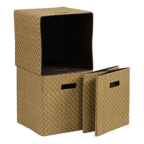 Household Essentials Ml-7060 Storage Cubes, Medium, Fabric, Gold, 3 Count #TOP2